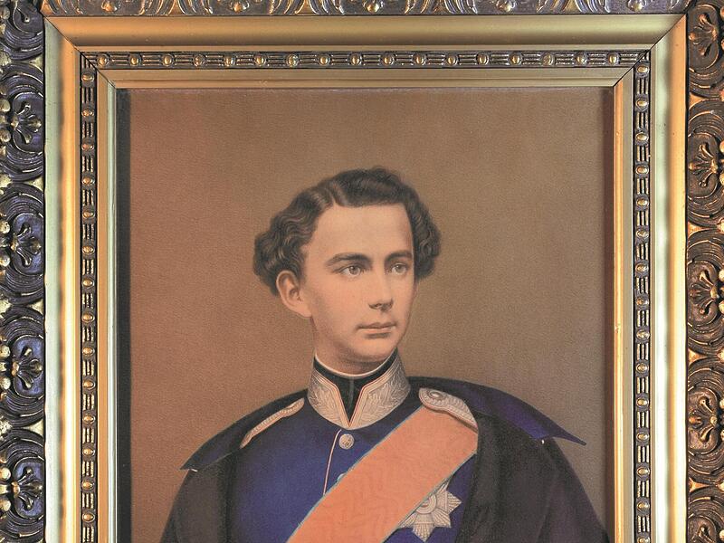 König Ludwig II. im Alter von 19 Jahren. Chromolithographie. König Ludwig II. im Alter von 19 Jahren. Chromolithographie.