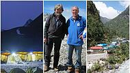 Das Basecamp des Mount Everest (linkes Bild) ist der Ausgangspunkt f&uuml;r die Besteigung  des h&ouml;chsten Bergs der Welt. 2013 stand Herbert Hellmuth  (Bild Mitte, neben Reinhold Messner) auf dem 8848 Meter hohen Gipfel ganz oben, im Fr&uuml;hjahr 2023 soll ...