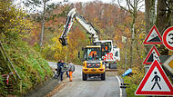 Die Straße zwischen Behringersmühle und Gößweinstein als Baustelle.Forchheim & Fränkische Schweiz