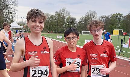 Die erfolgreiche U16 Staffel TSV Staffelstein mit (von links) Julian Jung, Christoph M&uuml;ller und Elias Kiel.