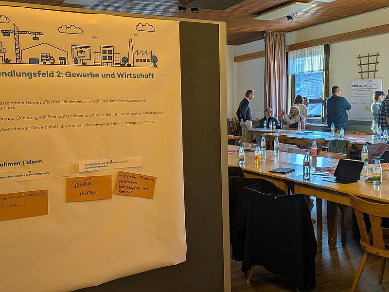 Auftaktveranstaltung f&uuml;r das neue Integrierte l&auml;ndliche Entwicklungskonzeptes (ILEK) in Wei&szlig;enbach mit Ideensammlung f&uuml;r Projekte in den n&auml;chsten Jahren.