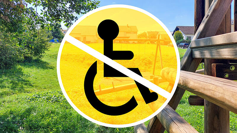 Der Spielplatz in Litzendorfs Ortsmitte ist ringsum von steilen H&auml;ngen umgeben.