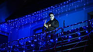 Serienmörder Michael Myers aus der Filmreihe "Halloween" begrüßt die Gäste in Bamberg