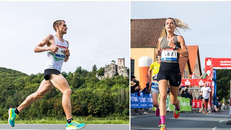 Philipp Karpeles und Alexandra Bauer stammen beide aus Erlangen und gewannen 2023 nach dem Würzburger auch den Fränkische-Schweiz-Marathon.Forchheim & Fränkische Schweiz