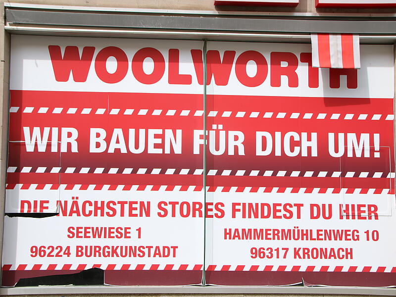 Wann die Woolworth Filiale in Kulmbach wieder öffnet, bleibt bisher ungewiss. Wann die Woolworth Filiale in Kulmbach wieder öffnet, bleibt bisher ungewiss.