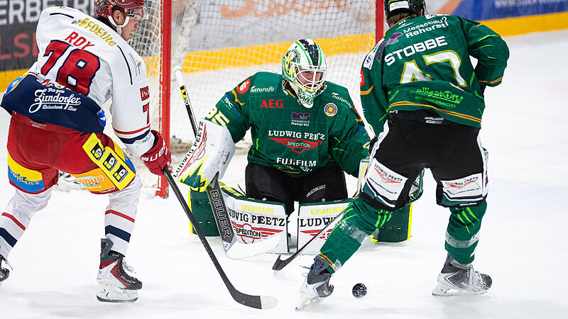 Trotz Glanzleistung von Ganz: Höchstadt unterliegt Deggendorf Höchstadts Bester hütete das Tor: Luca Ganz versagte Deggendorf lange die Tore, ehe Harrison Roy (links) im Powerplay die Wende einleitete.