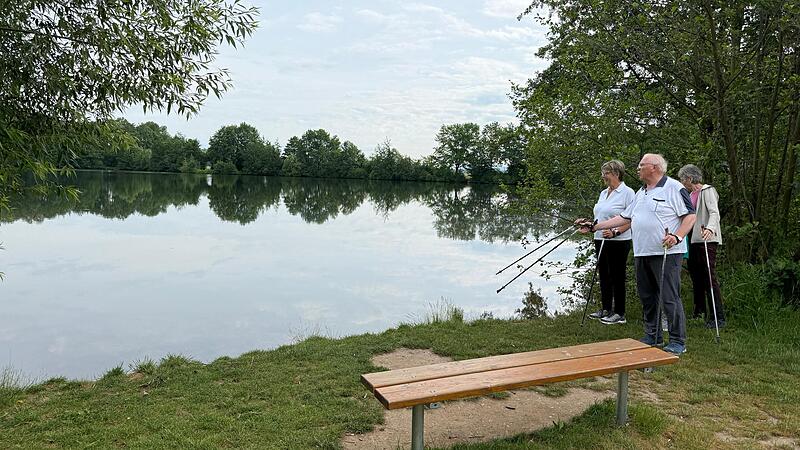 An dieser Stelle befand sich der beliebte Sandstrand am Baiersdorfer Weiher. Die Senioren einer Baiersdorfer Walkinggruppe vermissen den sanften Einstieg schmerzlich.