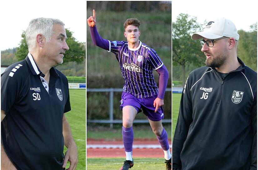 Der FC Eintracht um Abteilungsleiter Sascha Dorsch (li.) r&uuml;stet sich f&uuml;r einen m&ouml;glichen Regionalliga-Aufstieg. Der Kern des Teams bleibt dem Verein treu, wie auch Johannes Gebhart (Mi.). Unklar ist allerdings noch die Zukunft von Trainer Jan Gern...