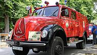 Das älteste Modell der Oldtimer-Flotte: das Tanklöschfahrzeug Magirus-Deutz von 1954 ist in Diensten der Freiwilligen Feuerwehr Höchstadt.