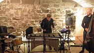 Martin Fabricius am Vibraphon, begleitet von Andreas Markus (Bass) und Michael Dalgas (Schlagzeug)
