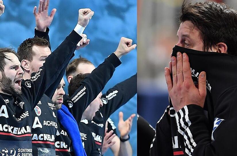 Vor allem zu Beginn der Saison und im Pokal war der Erlanger Jubel bei (v. li.) Nico B&uuml;del und Nikolai Link gro&szlig;. Torwart Martin Ziemer (re.) vertrat Stammkeeper Klemen Ferlin meist gut, erlebte dennoch so manche Entt&auml;uschung