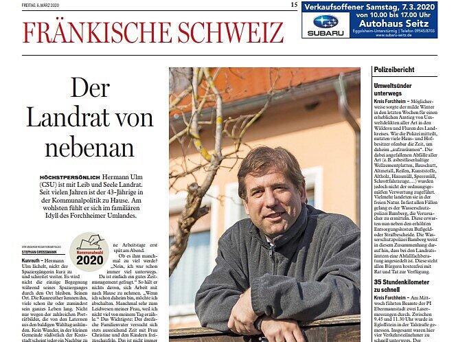 Eine Auswahl von Zeitungsartikeln des Fr&auml;nkischen Tags w&auml;hrend Hermann Ulms Amtszeit von 2014 bis heute.