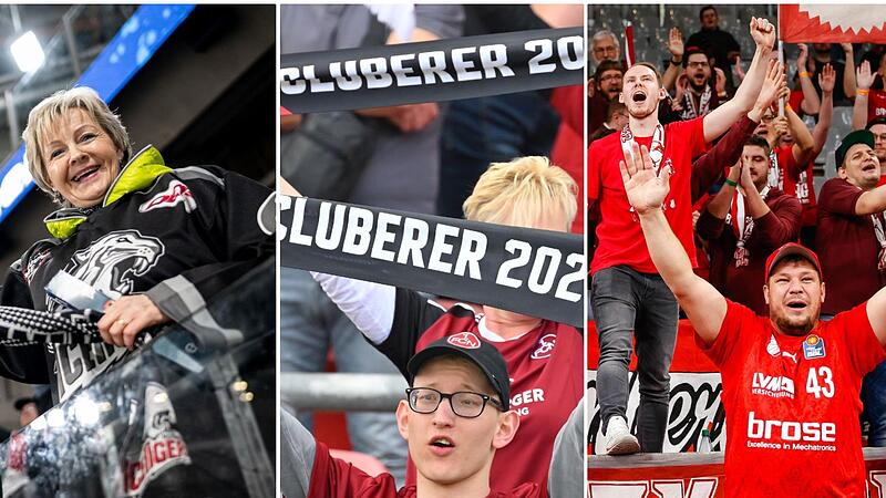 Geh&ouml;ren zu den sechs fr&auml;nkischen Profiklubs mit den meisten Fans: die N&uuml;rnberg Ice Tigers (links), der 1. FC N&uuml;rnberg (Mitte) und Brose Bamberg