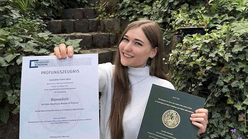 Geraldine Beer mit ihren ausgezeichneten Abschlüssen. Geraldine Beer mit ihren ausgezeichneten Abschlüssen.