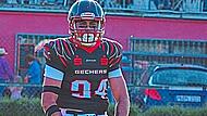 Isaiah Villarreal erzielte drei Touchdowns f&uuml;r die Gechers gegen die Franken Knights. A. Wei&szlig;enberger