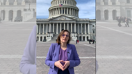 Bambergs Grünen-MdB Lisa Badum auf USA-Reise Bambergs Grünen-MdB Lisa Badum auf USA-Reise vor dem Kapital in Washington. Ist da die Merkel-Raute zu sehen?