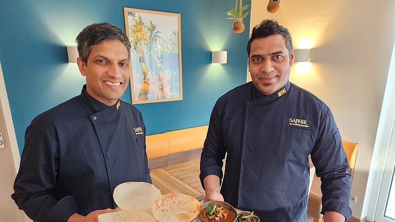 Saphir Sri-lankan Kitchen auf der Erba-Insel beim Faltbootclub im ehemaligen Lemon Tree in Bamberg: Sydney Swaris und sein Koch Nuwan Anthony