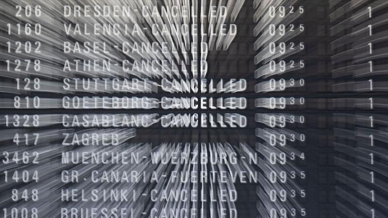 Gestrichene Verbindungen auf einer Anzeigetafel