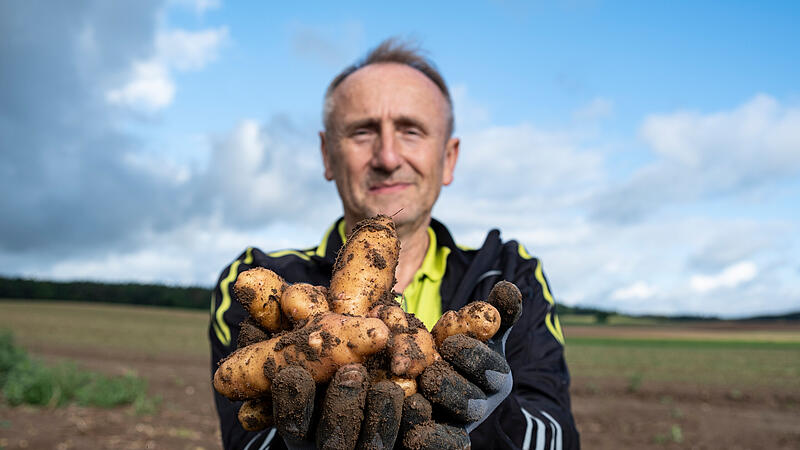Günther Geyer mit Kartoffeln