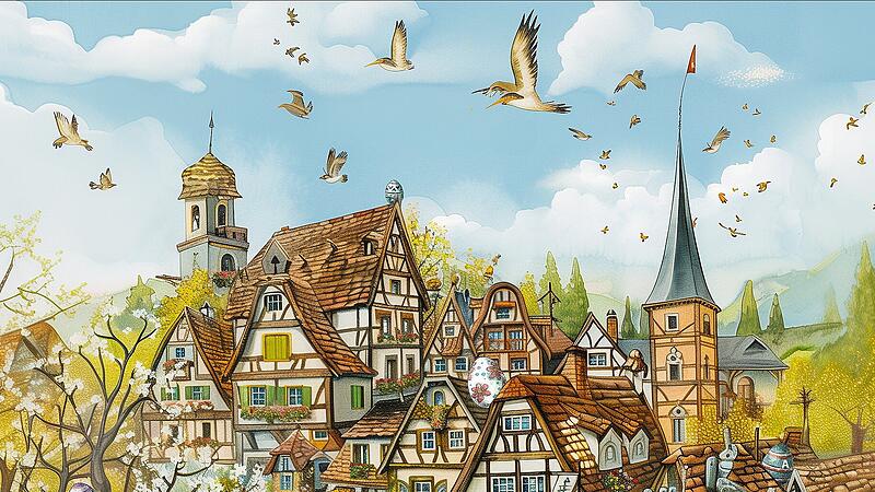 Wimmelbild mit Ostereiern