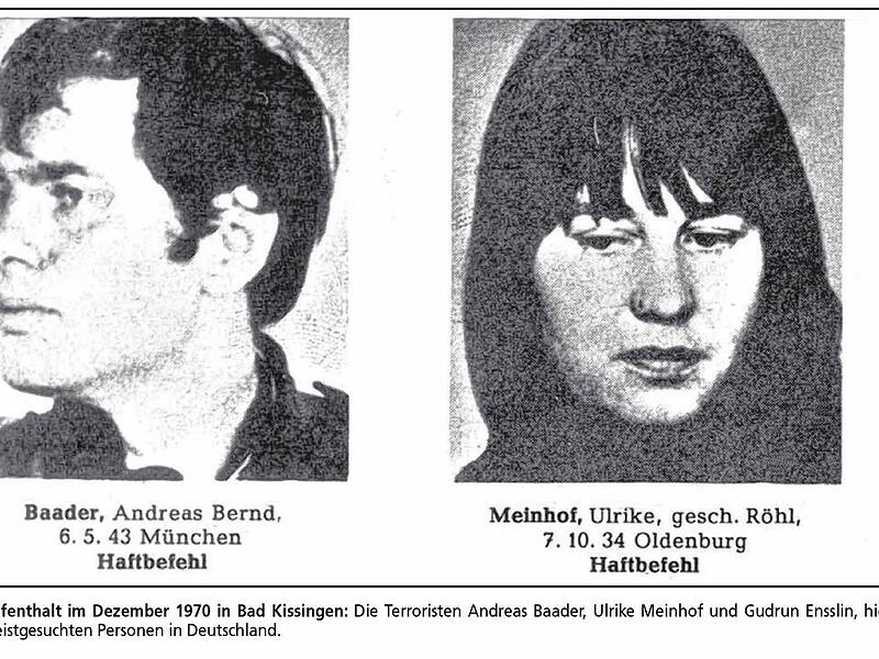 Ausschnitt aus den damaligen Fahndungsplakaten: Baader und Meinof. Repro: Stadtarchv Bad Kissingen/Archiv