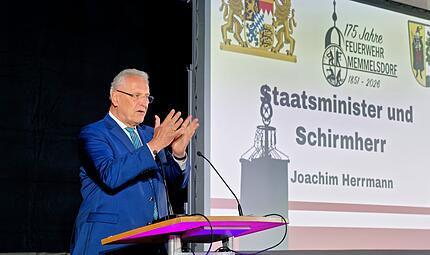 Feuerwehr Memmelsdorf Innenminister Joachim Herrmann (CSU) spricht in Memmelsdorf.