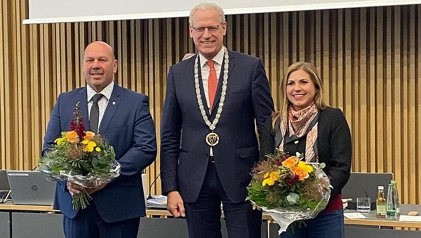 Das B&uuml;rgermeister-Trio (von links): Walter Drebinger (CSU), German Hacker und Claudia Belzer (beide SPD).