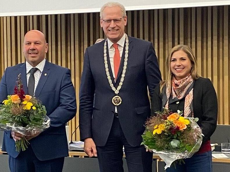 Das B&uuml;rgermeister-Trio (von links): Walter Drebinger (CSU), German Hacker und Claudia Belzer (beide SPD).