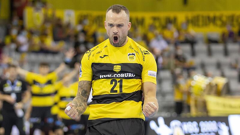 So kennen ihn die HSC-Fans: Billek gilt als emotionaler Anf&uuml;hrer der Coburger.11 Jahre Florian Billek beim HSC Coburg: Best of Bilder