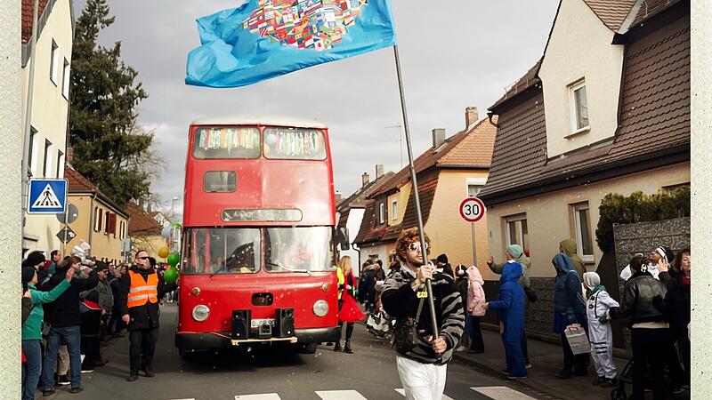 B&uuml;ssingbus bei Faschingsumzug in ForchheimForchheim & Fr&auml;nkische Schweiz