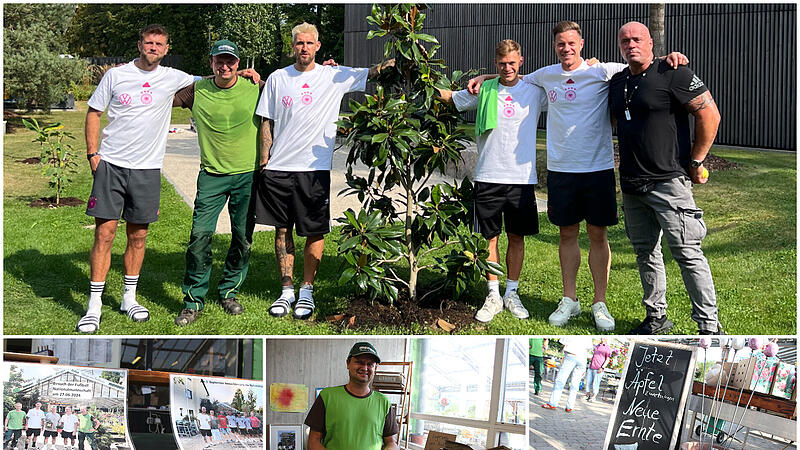 Markus Menger (Zweiter von links) gab den Nationalspielern Niclas F&uuml;llkrug, Robert Andrich, Joshua Kimmich und Andre ter Stegen Nachhilfe in Pflanzenkunde.