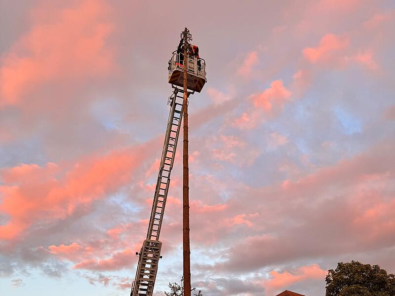 Der Kirchweihbaum in Ebermannstadt wurde nach nur wenigen Tagen Standzeit am Montagabend mit Hilfe der Feuerwehr entfernt.