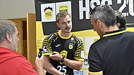Jakob Knauer bei der Auftakt-PK 2026/27 des HSC 2000 Coburg.