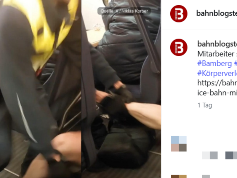 ICE-Video aus Bamberg: Rabiater Bahn-Mitarbeiter zerrt Fahrgast am Fuß ICE-Video aus Bamberg: Rabiater Bahn-Mitarbeiter zerrt Fahrgast am Fuß