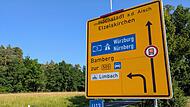Zeiten für Umwege müssen ab Montag, 16. Juni 2025, auf der B505 in Richtung Nürnberg an der Anschlussstelle Pommersfelden eingeplant werden.