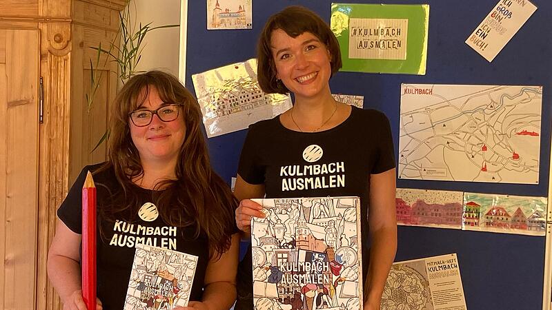Die Kulmbacher Kunstp&auml;dagoginnen Julia Herbert (links) und Meike Schuster haben mit einiger Unterst&uuml;tzung &bdquo;Kulmbach ausmalen&ldquo; ins Leben gerufen.