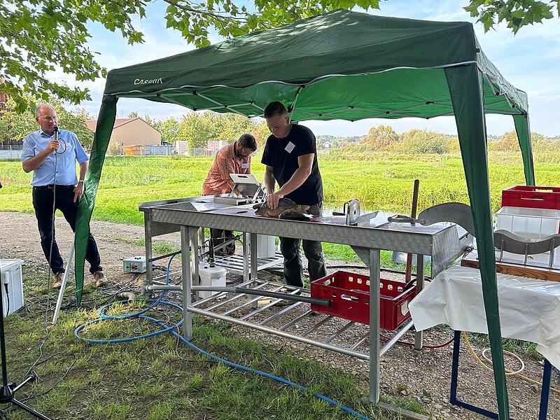 Auszubildender zum Fischwirt Vincent Batz des Instituts für Fischerei im zweiten Lehrjahr.