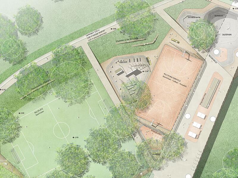 Skatepark, Pumptrack und Sportfelder Skatepark, Pumptrack und Sportfelder