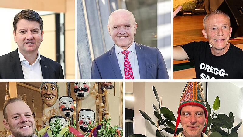 Sie sind bei der BR-Sendung „Fastnacht in Franken“ am Freitagabend live in Veitshöchheim mit dabei (von links oben): Sandro Kirchner, Thomas Habermann, Michl Müller, Jochen Filbry und Markus Henneberger. Sie sind bei der BR-Sendung „Fastnacht in Franken“ am Freitagabend live in Veitshöchheim mit dabei (von links oben): Sandro Kirchner, Thomas Habermann, Michl Müller, Jochen Filbry und Markus Henneberger.