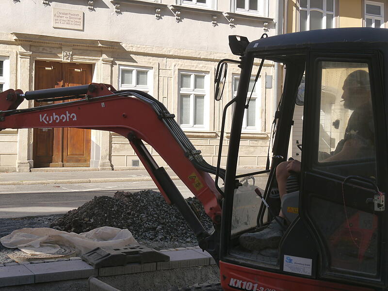 Bauarbeiten auf dem Freiherr-von-Stockmar-Platz in Coburg