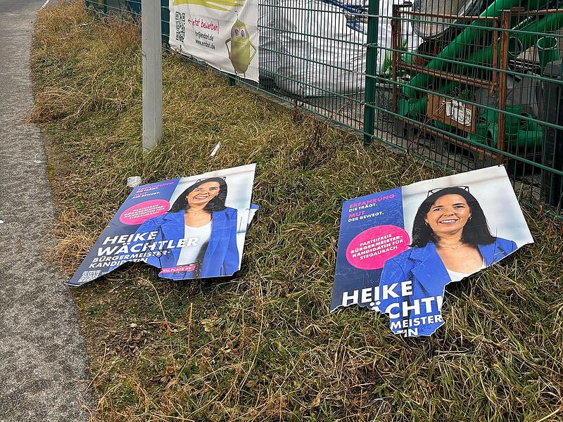Plakate der CSU/Gr&uuml;nen-B&uuml;rgermeisterkandidatin Heike W&auml;chtler wurden zerst&ouml;rt