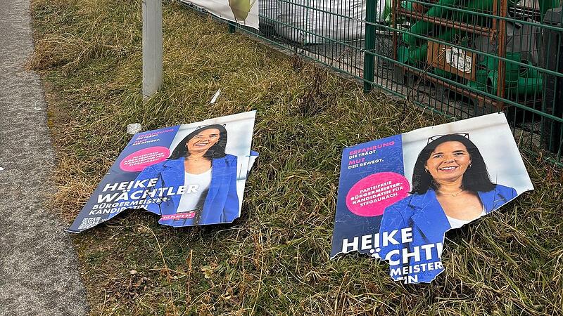Plakate der CSU/Gr&uuml;nen-B&uuml;rgermeisterkandidatin Heike W&auml;chtler wurden zerst&ouml;rt