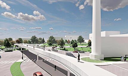 So k&ouml;nnte nach Vorschlag des B&uuml;ros sbp GmbH die Br&uuml;cke aussehen, die den Campus mit der Innenstadt verbinden soll. Quelle: sbp GmbH/Stadt Kulmbach