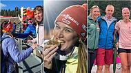 Denise Herrmann-Wick, eine der erfolgreichsten Biathletinnen Deutschlands. Auf dem linken Bild gemeinsam mit Vater Lutz und Mutter Jeanette, in der Mitte nach dem Gold-Coup sowie rechts mit ihrer im Langlauf erfolgreichen Schwester Nadine  und Vat...