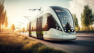 futuristic eco-friendly electric train, generative ai