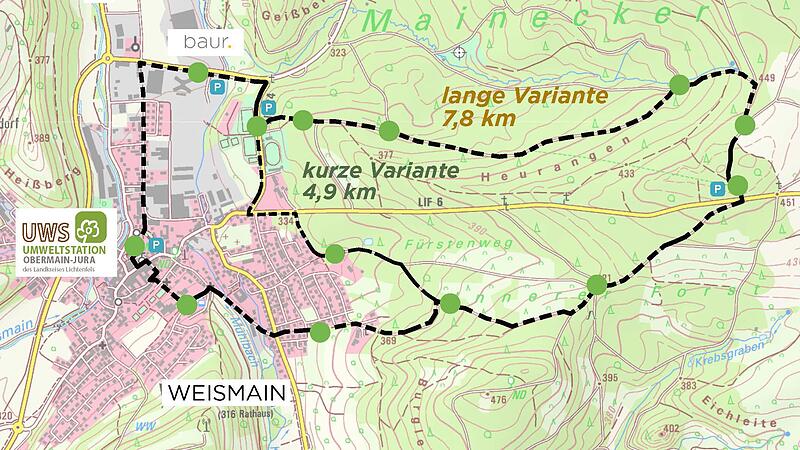 In zwei Varianten f&uuml;hrt der geplante Friedrich-Baur-Rundweg durch den &ouml;stlichen Teil des Landkreis.