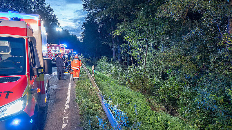 Auto st&uuml;rzt B&ouml;schung hinab: Feuerwehr befreit Frau und Hund aus Fahrzeug