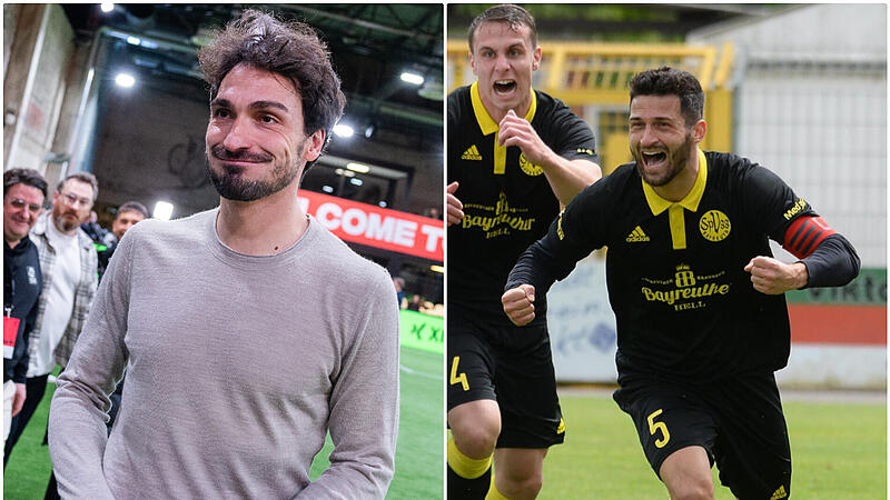Der Bayreuther Kapit&auml;n Edwin Schwarz (rechts) spielte am Montag in der von Mats Hummels gegr&uuml;ndeten Baller League mit.