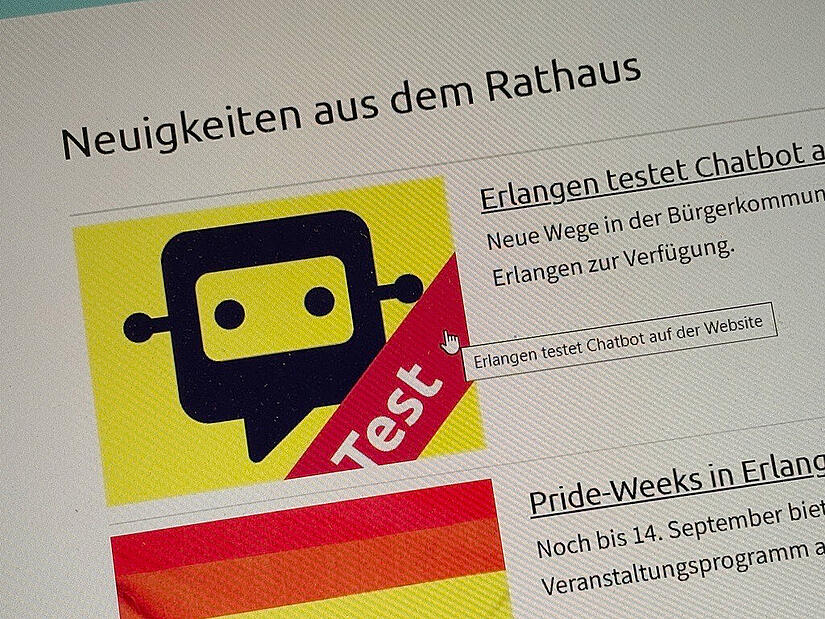 So sieht sie aus, die neue Option auf der Internetseite der Stadt Erlangen. Wer hier klickt, kommt zum neuen Chatbot der Stadtverwaltung.