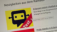 So sieht sie aus, die neue Option auf der Internetseite der Stadt Erlangen. Wer hier klickt, kommt zum neuen Chatbot der Stadtverwaltung.